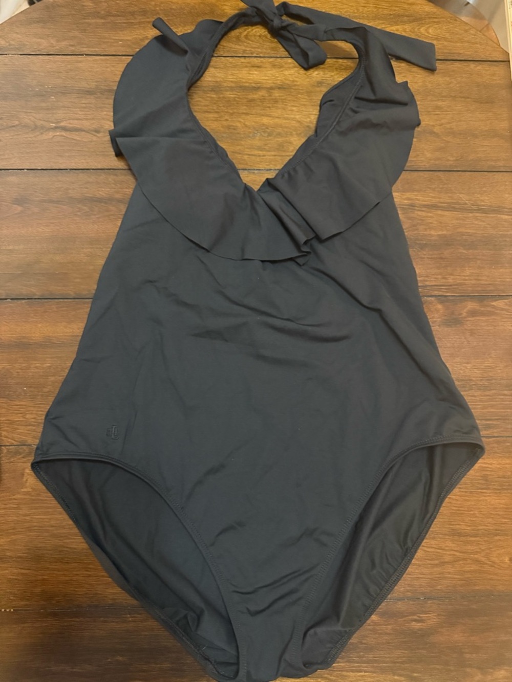 Lauren Ralph Lauren Black Ruffle Halter One-Piece Women’s Size 14